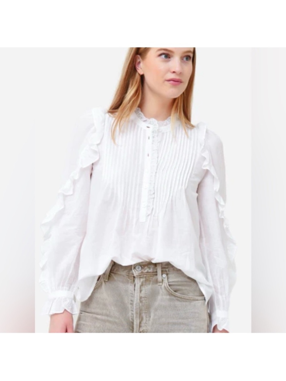 NWT $398 Zadig & Voltaire Timmy Tomboy Tunic White Ruffled Blouse Medium - Picture 5 of 16